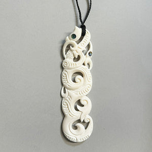 Large 15cm Maori Double Manaia Bone Necklace