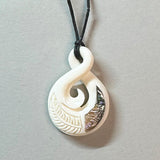 Maori Bone Friendship Twist Necklace with Fern and Paua