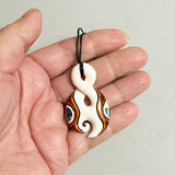 Maori Bone Single Twist Necklace with Paua and Stain