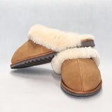 Beautiful NZ Womens Sheepskin Scuffs with Fluffy Collar