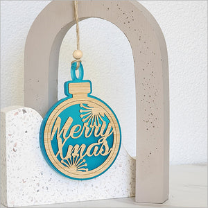 Teal NZ Merry Christmas and Pohutukawa Ornament