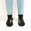 Embroidered Charcoal Wool and Sheepskin Fleece Slipper Socks