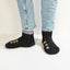 Embroidered Charcoal Wool and Sheepskin Fleece Slipper Socks