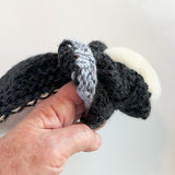 Embroidered Charcoal Wool and Sheepskin Fleece Slipper Socks