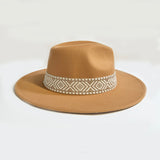 Tan Fedora Hat with Maori Patiki Trim