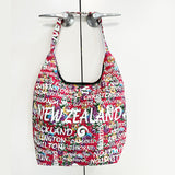 BIG Red NZ Souvenir Shoulder Bag with Cities Print