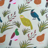 Pretty Soft Green NZ Scarf Covered in Native Birds Print