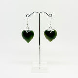 Pretty Genuine NZ Greenstone Heart Earrings