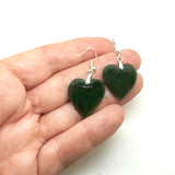 Pretty Genuine NZ Greenstone Heart Earrings