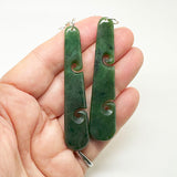 Genuine NZ Greenstone Drop Earrings with Cutout Koru