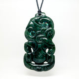 Huge 12cm Genuine NZ Greenstone Tiki Necklace