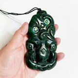 Huge 12cm Genuine NZ Greenstone Tiki Necklace