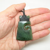 Genuine NZ Greenstone Toki Koru Necklace