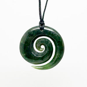 Genuine NZ Greenstone Maori Open Koru Necklace