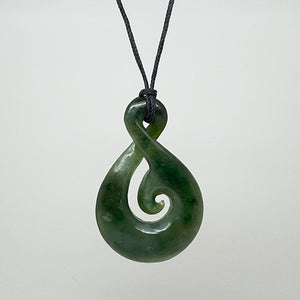 Large NZ Greenstone Twist with Koru Necklace