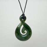 Large NZ Greenstone Twist with Koru Necklace