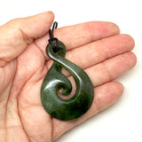 Large NZ Greenstone Twist with Koru Necklace