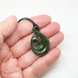 Genuine NZ Greenstone Maori Twist Necklace with Koru