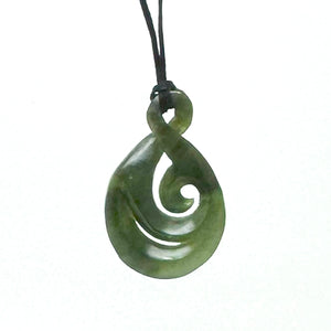 Genuine NZ Greenstone Maori Twist Necklace with Koru