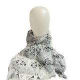 Grey White and Black Maori Kowhaiwhai Scarf