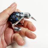 Cute Chrome and Paua Shell Kiwi Bird Ornament