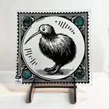 NZ Made Kiwi Bird Glass Plate and Stand