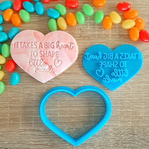 It Takes a Big Heart Teacher Tribute Cookie Cutter and Fondant Stamp