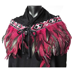 Maroon Short Maori Feather Korowai