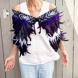 Maori Korowai Cape in Purple and White