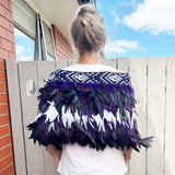 Maori Korowai Cape in Purple and White