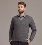 NZ Merino Possum Silk Mens V-neck Sweater