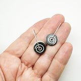 Stone Arrow Greenstone Silver Spiral Drop Earrings