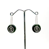 Stone Arrow Greenstone Silver Spiral Drop Earrings