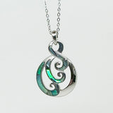 Pretty NZ Paua and Silver Twist Koru Necklace