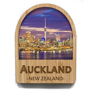 Auckland NZ Bamboo Fridge Magnet