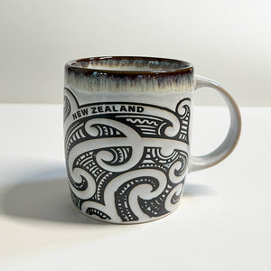 Cream NZ Maori Tattoo Stoneware Mug