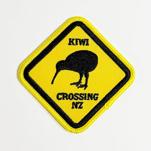 Fun Kiwi Crossing Road Sign Iron On Patch