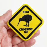 Fun Kiwi Crossing Road Sign Iron On Patch