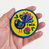 Colourful NZ Fantail Bird Iron On Patch