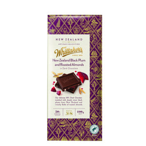 Whittakers Black Doris Plum and Roasted Almonds Dark Chocolate